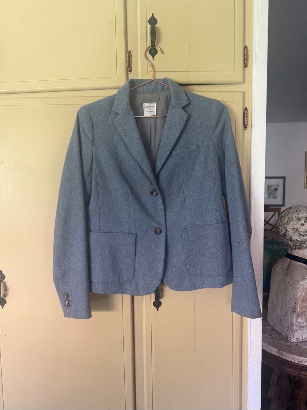 Gap Academy Women's Heathered Blue Wool-Blend Blazer